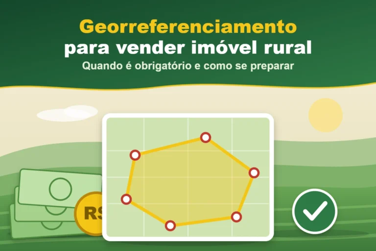 Capa do artigo "Georreferenciamento para vender imóvel rural": Quando é obrigatório e como se preparar