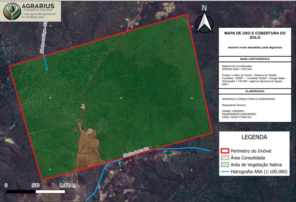 Mapa de uso e cobertura do solo de imóvel rural